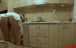 (HIDDEN CAM) Sneaking On My Hot Teen neighbor in the Kitchen