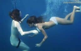 Naked girls on Tenerife having fun in the water