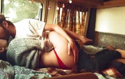 Sex Trip by Van. Hot couple fucks in a pubblic parking in front of the sea!